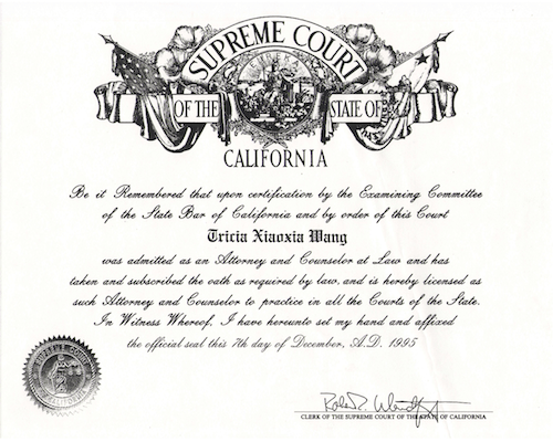 Supreme Court of the State of California Diploma